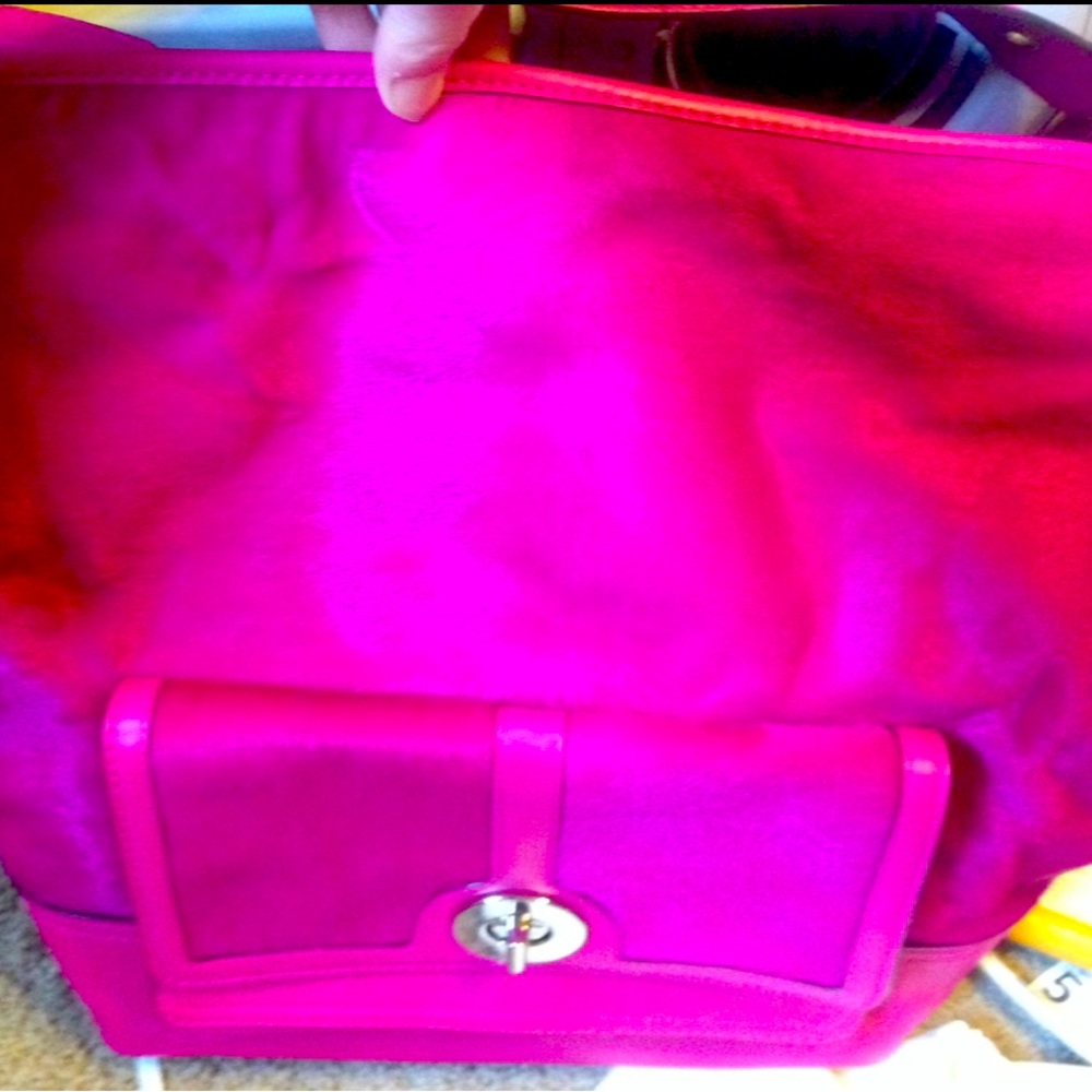 RARE Dyed Calf Fur Coach Crossbody bag-Fuchsia